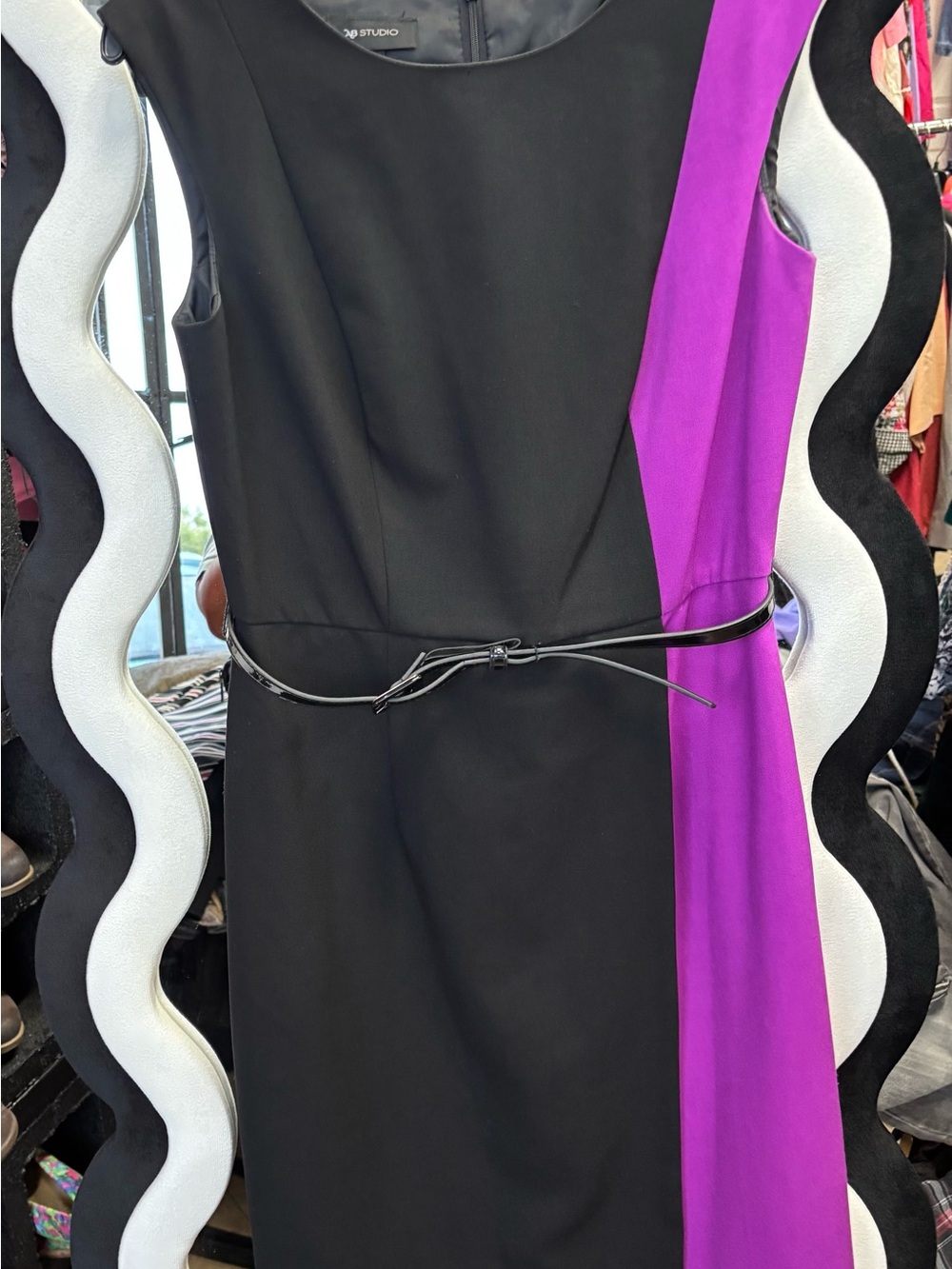 Studio Black and Purple Colorblock Midi Sheath Dress